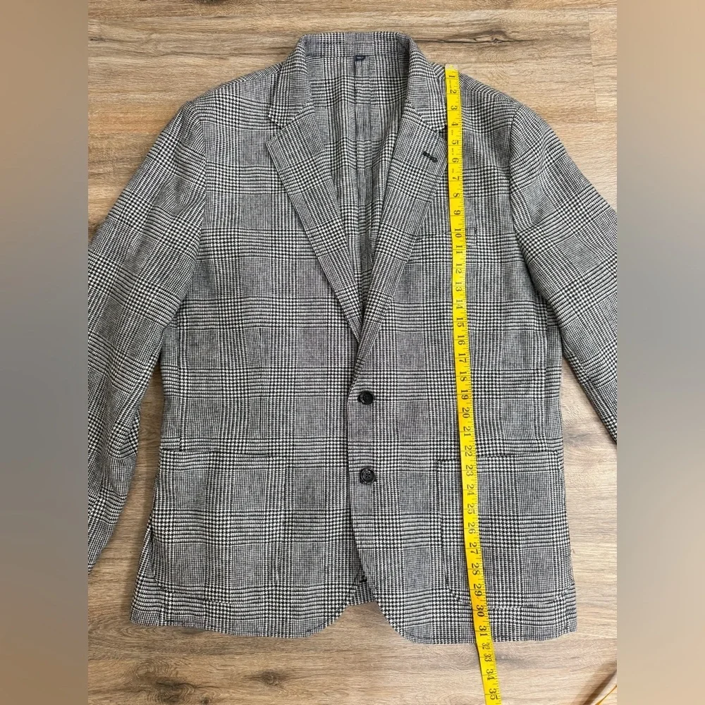 J.Crew Thompson Blazer 46 Black White Check Wool Blend Unlined Jacket